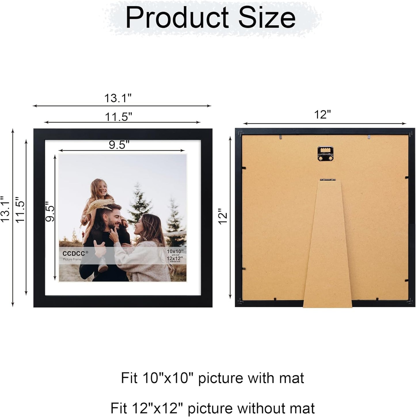 12x12 Picture Frame Set of 4, 12 x 12 Wood Photo Frames with Mat for 10x10 or 30x30cm Diamond