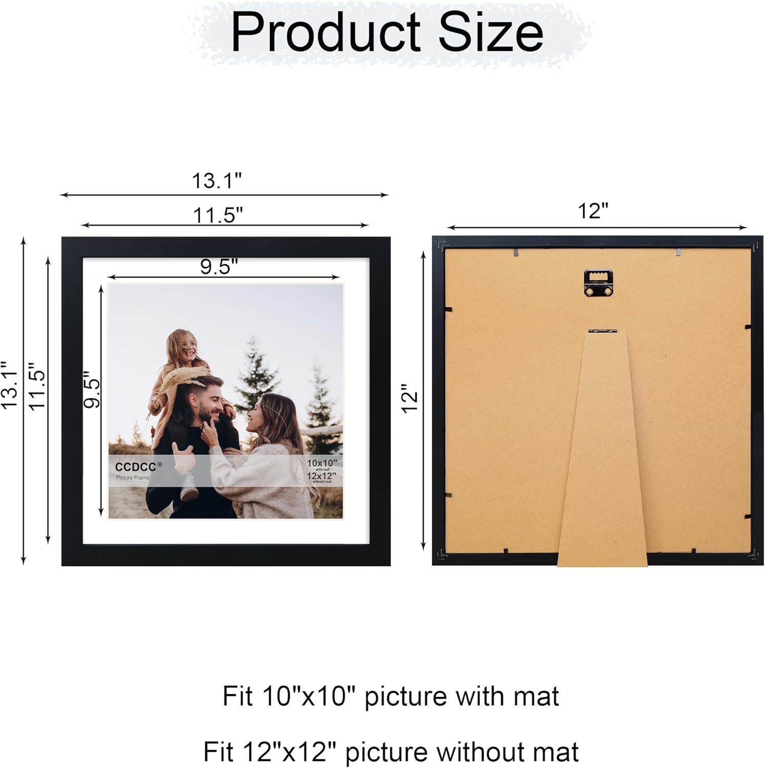 12x12 Picture Frame Set of 4, 12 x 12 Wood Photo Frames with Mat for 10x10 or 30x30cm Diamond