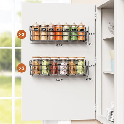 Spice Rack Organizer Wall Mount, Hanging Spice Pantry Storage Shelf Organization, 4 Pack Space