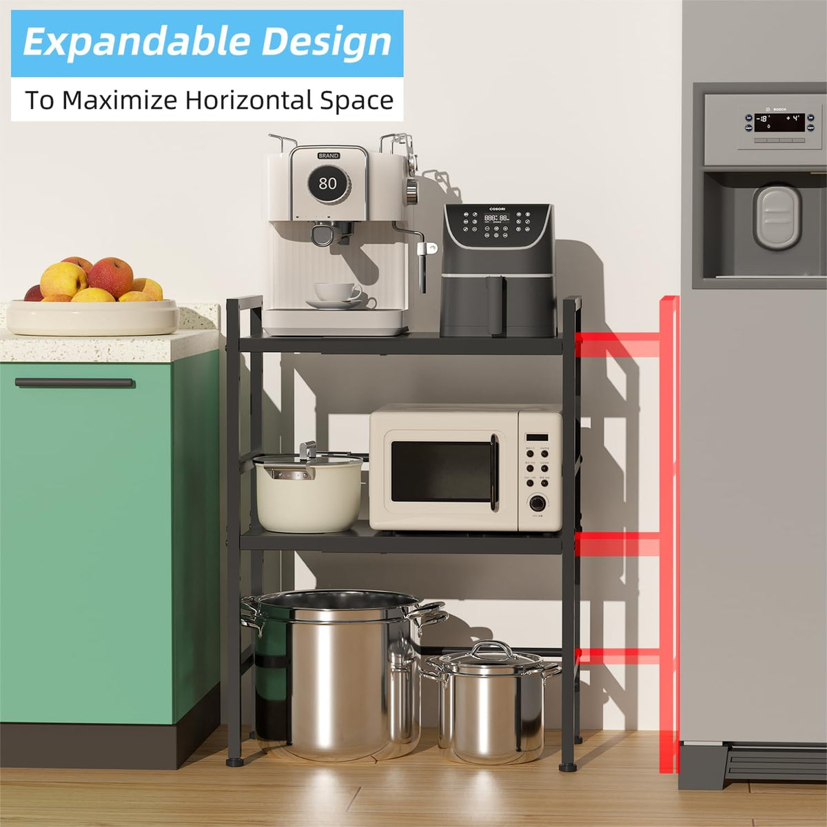 2-Tier Expandable Metal Storage Shelves, 150LBS Heavy Duty Shelving Units and Storage,Adjustable