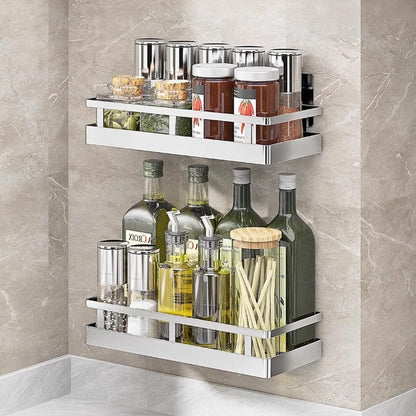 SUS304 Stainless steel Wall Mount Spice Rack Storage Basket - Seasoning Container, Kitchen Spice