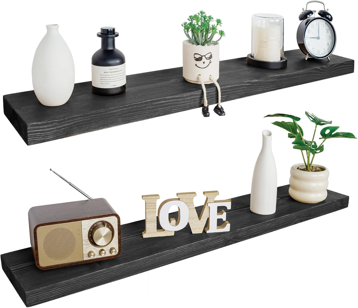 BGMG Wood Floating Shelves 48 inch, Wide Rustic Wooden Wall Shelves for Bathroom Living Room