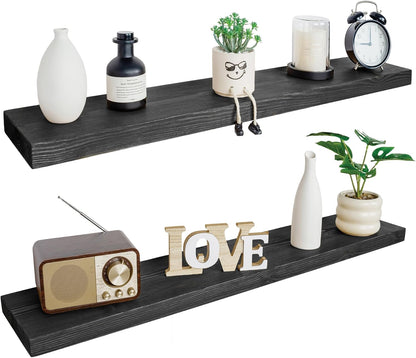 BGMG Wood Floating Shelves 48 inch, Wide Rustic Wooden Wall Shelves for Bathroom Living Room