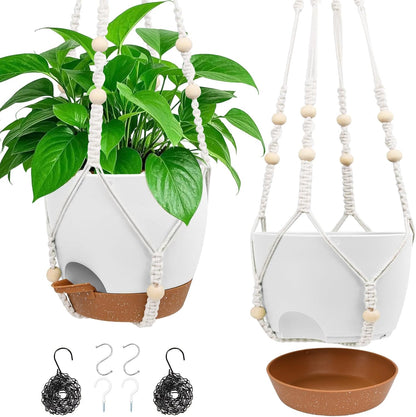 Hanging Planters for Indoor Outdoor Plants, 2 Pack Self Watering Hanging Pot with Drainage Holes