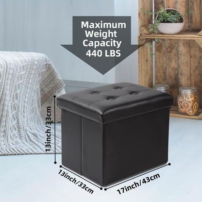 ALASDO Storage Ottoman Footrest Stool Small Ottoman with Storage Foldable Ottoman Leather Foot Rest