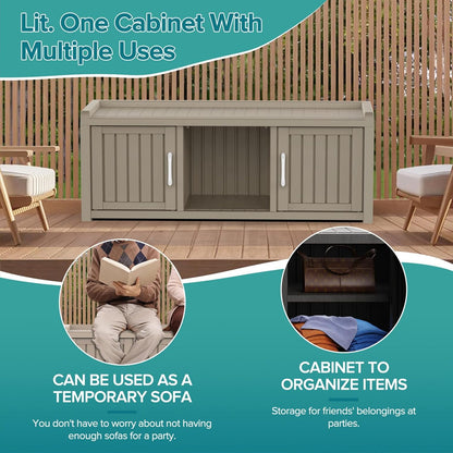 ROJIK Shoe Cabinet Waterproof UV-Resistant,Storage Bench Indoor Outdoor with Adjustable Shelves,for