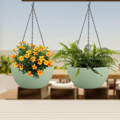 10 inch Hanging Planters Plant Pots for Indoor Outdoor Plants, 2 Pack Hanging Flower Pots with