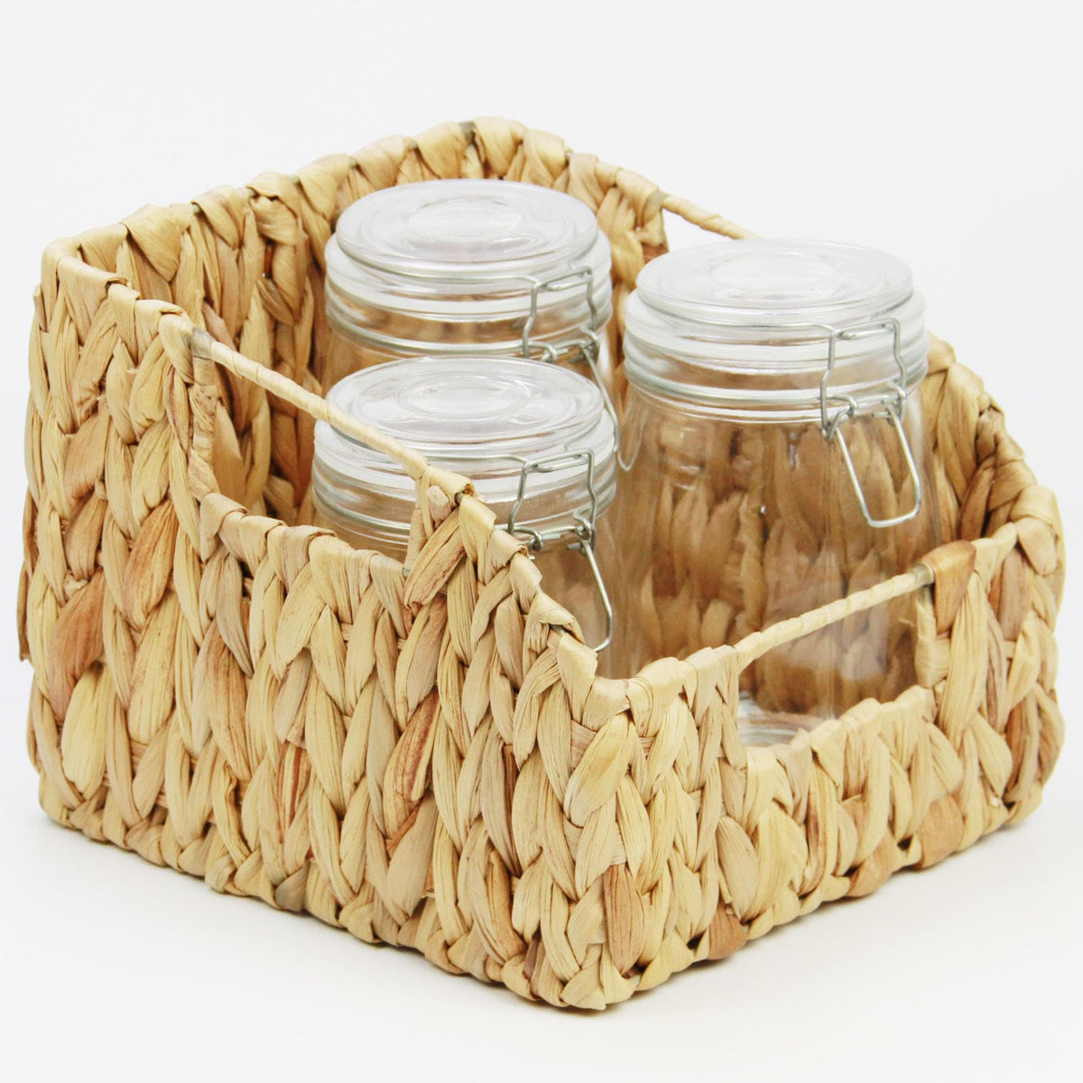 Casaphoria Square Irregular Hyacinth Storage Baskets Natural Hand Woven Water Hyacinth Basket