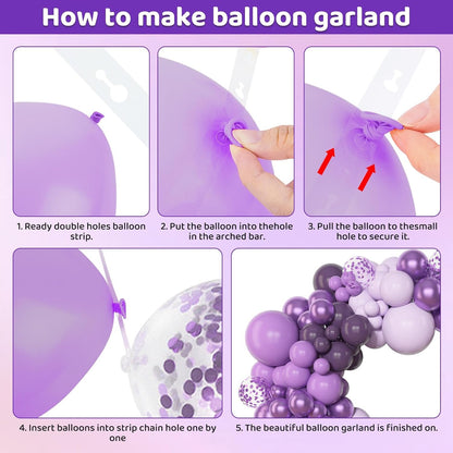 Amandir 153pcs Purple Balloon Garland Arch Kit, Different Sizes 18 12 10 5 inch Lavender Latex