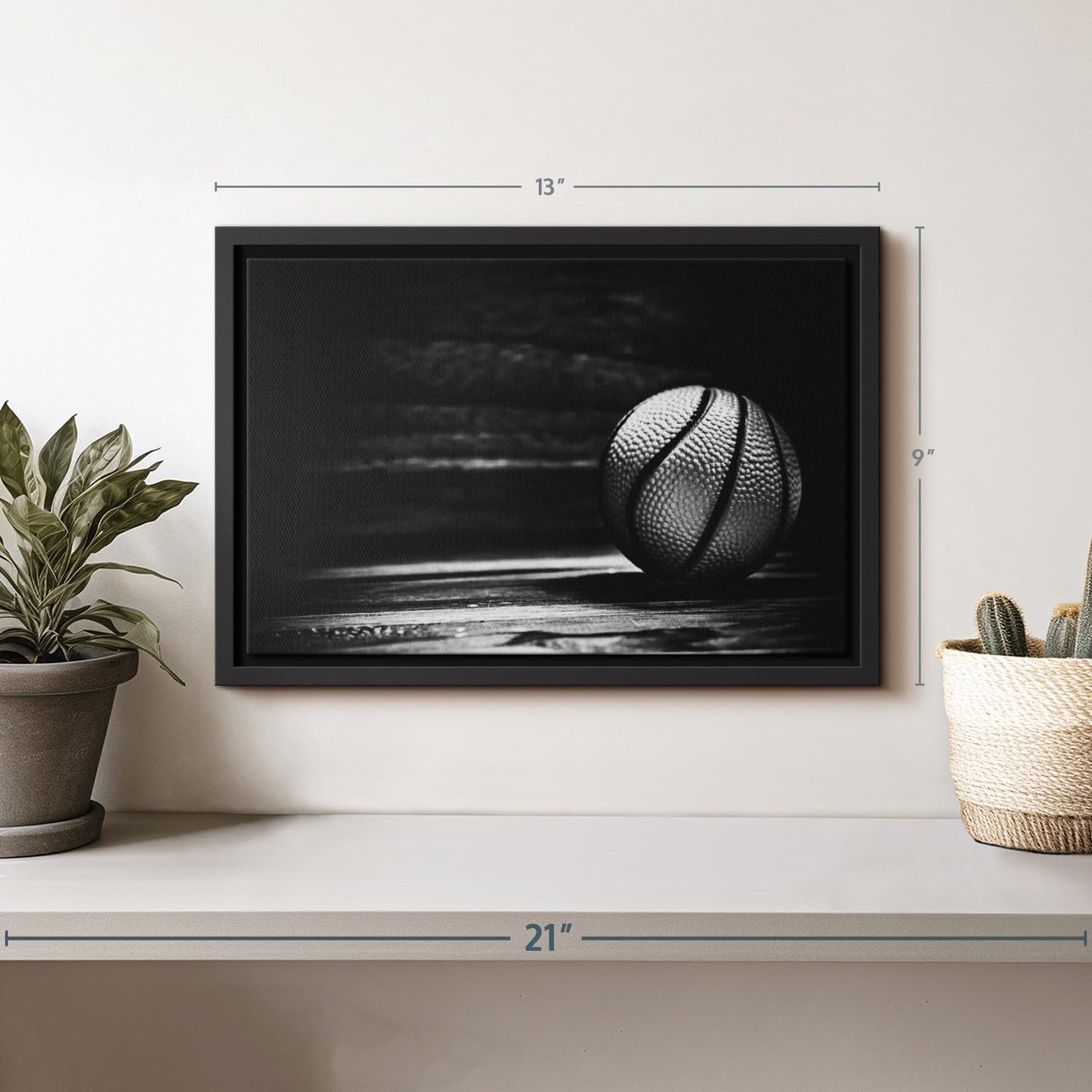 ElephantStock Basketball Wall Art - Horizontal Framed Canvas - 1-Piece Hallway Wall Decor