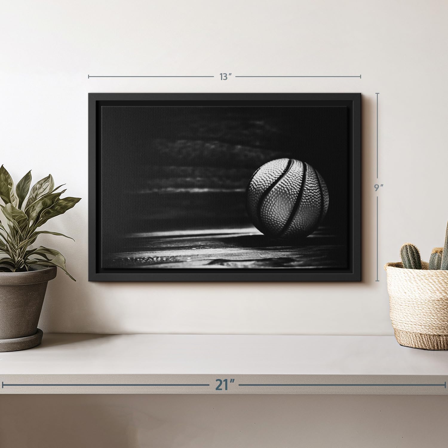 ElephantStock Basketball Wall Art - Horizontal Framed Canvas - 1-Piece Hallway Wall Decor