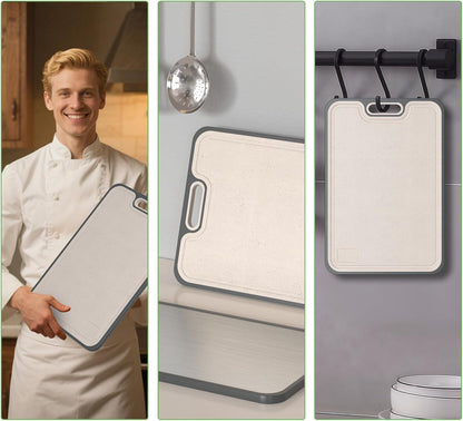 2IN1 Titanium Cutting Boards for Kitchen,Metal Cutting Boards With Pure Titanium and Wheat Straw