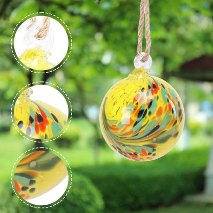 VCUTEKA Hanging Garden Gazing Ball, Hand-Blown Glass Witch Ball for Outdoor Garden Décor, 6" Yellow