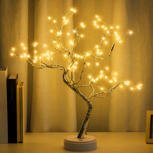 Room Decor, 20" 108 LED Tabletop Bonsai Tree Light, DIY Artificial Tree Lamp, Battery/USB Operated