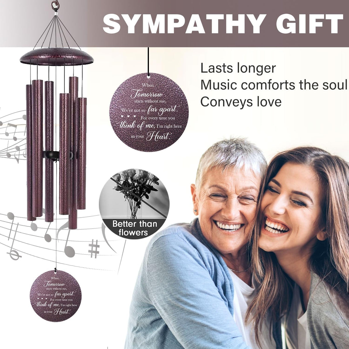 ASTARIN 36" Large Deep Tone Personalized Sympathy Wind Chimes, Memorial Wind Chime for Loss of