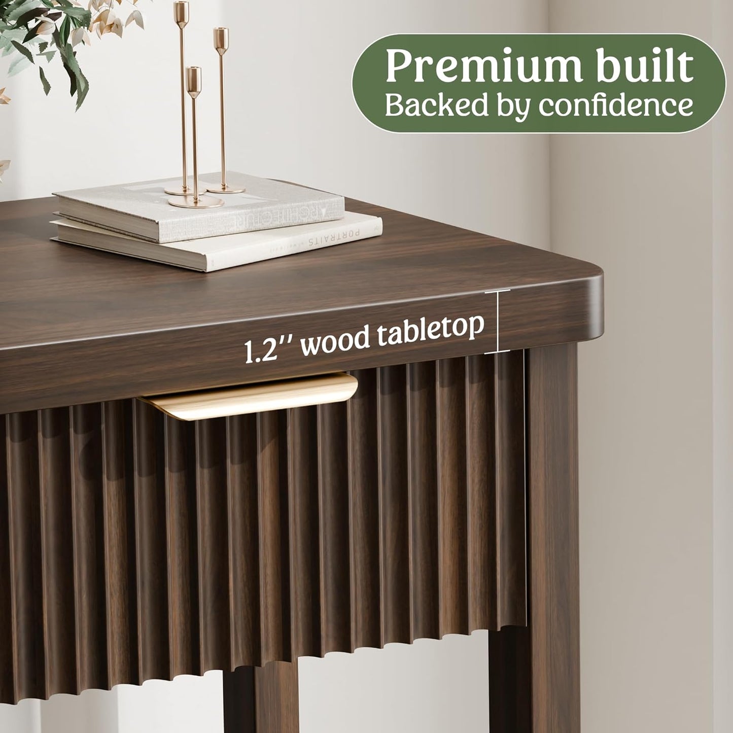 Lulive 51" Fluted Console Table for Entryway, Entryway Table with 3 Wooden Drawers, Farmhouse