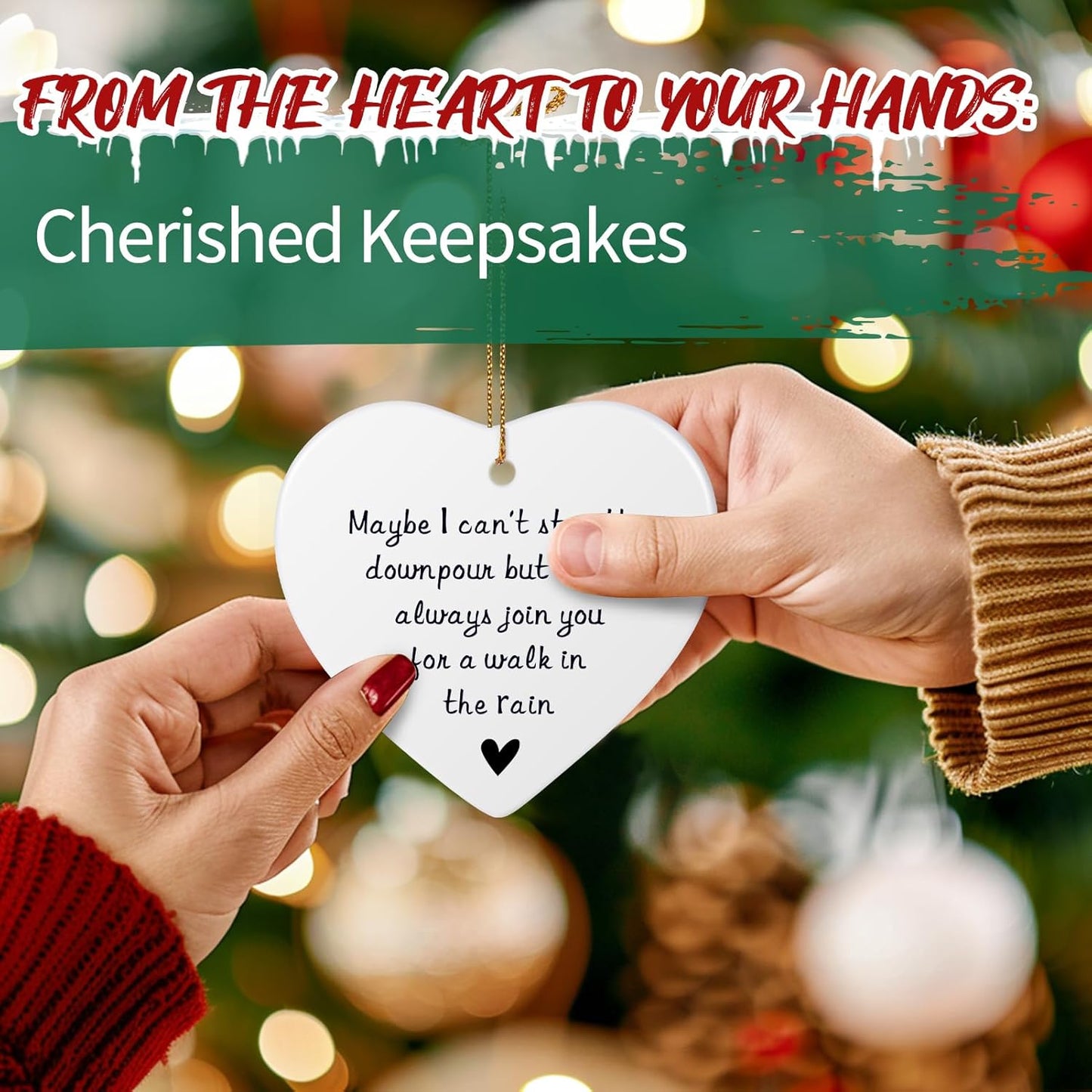 Personalized Maybe I Can't Stop The Downpour Ornament, Friendship Gifts for Women Best Friend