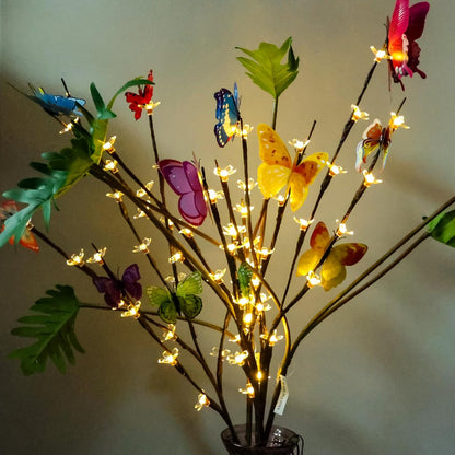 3 Pack Battery Lighted Branch Flowers Lights with 12 Colored 3D Butterfly Indoor Bedroom