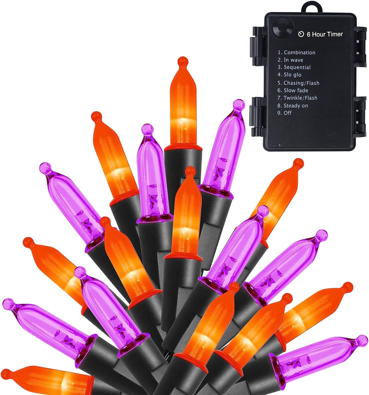 WATERGLIDE 50 LED Outdoor Halloween Lights, 16 FT Mini String Light with 8 Modes, Waterproof