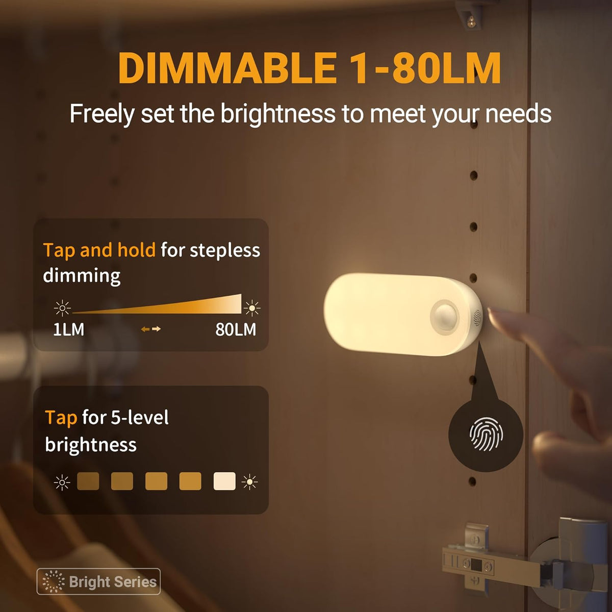 Lyridz Rechargeable Night Light with Motion Sensor, 1500mAh Battery Operated Nightlights, Stick-on