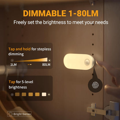 Lyridz Rechargeable Night Light with Motion Sensor, 1500mAh Battery Operated Nightlights, Stick-on
