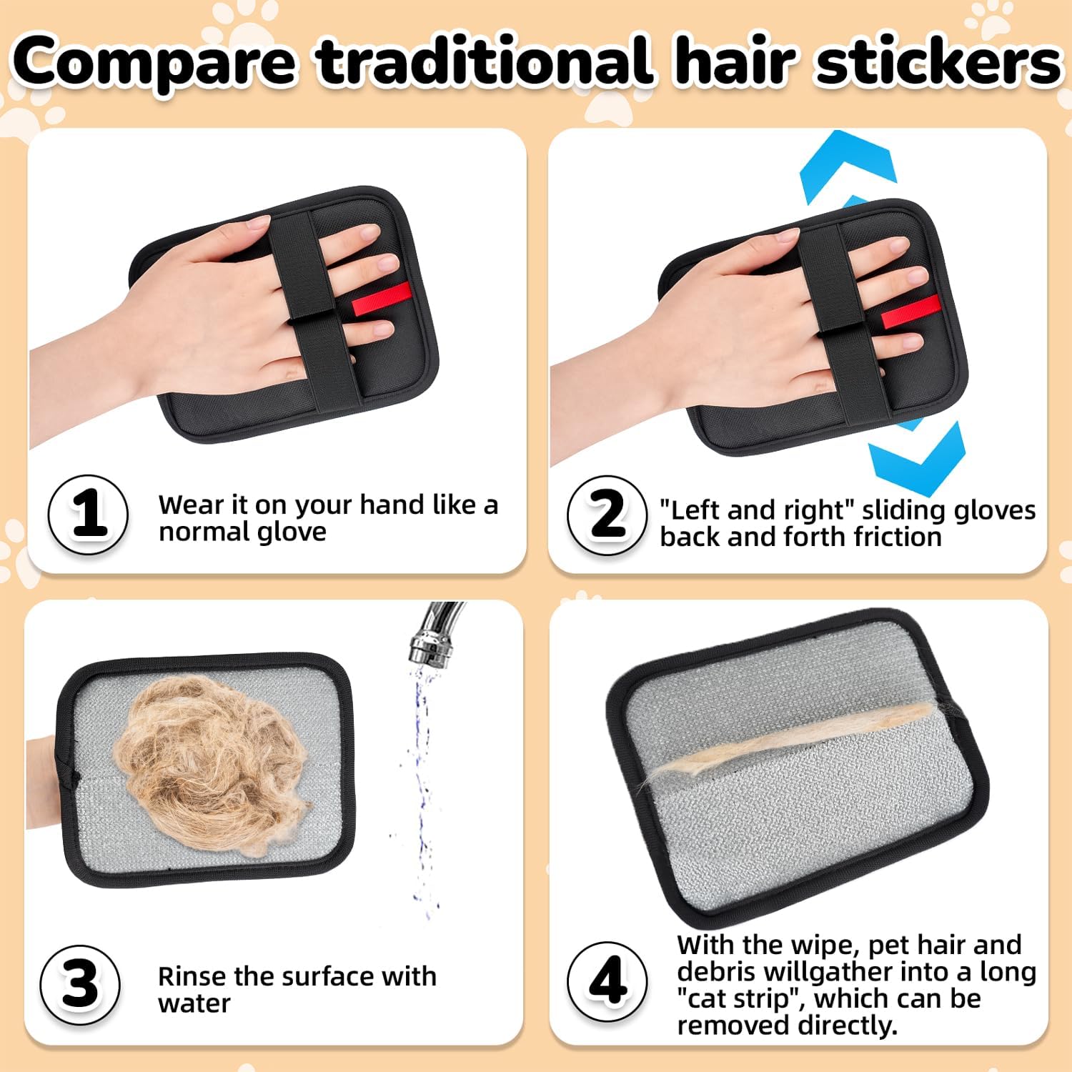 Pet Hair Remover, electrostatic pet Hair Removal Gloves, cat and Dog pet Hair Removal Tools