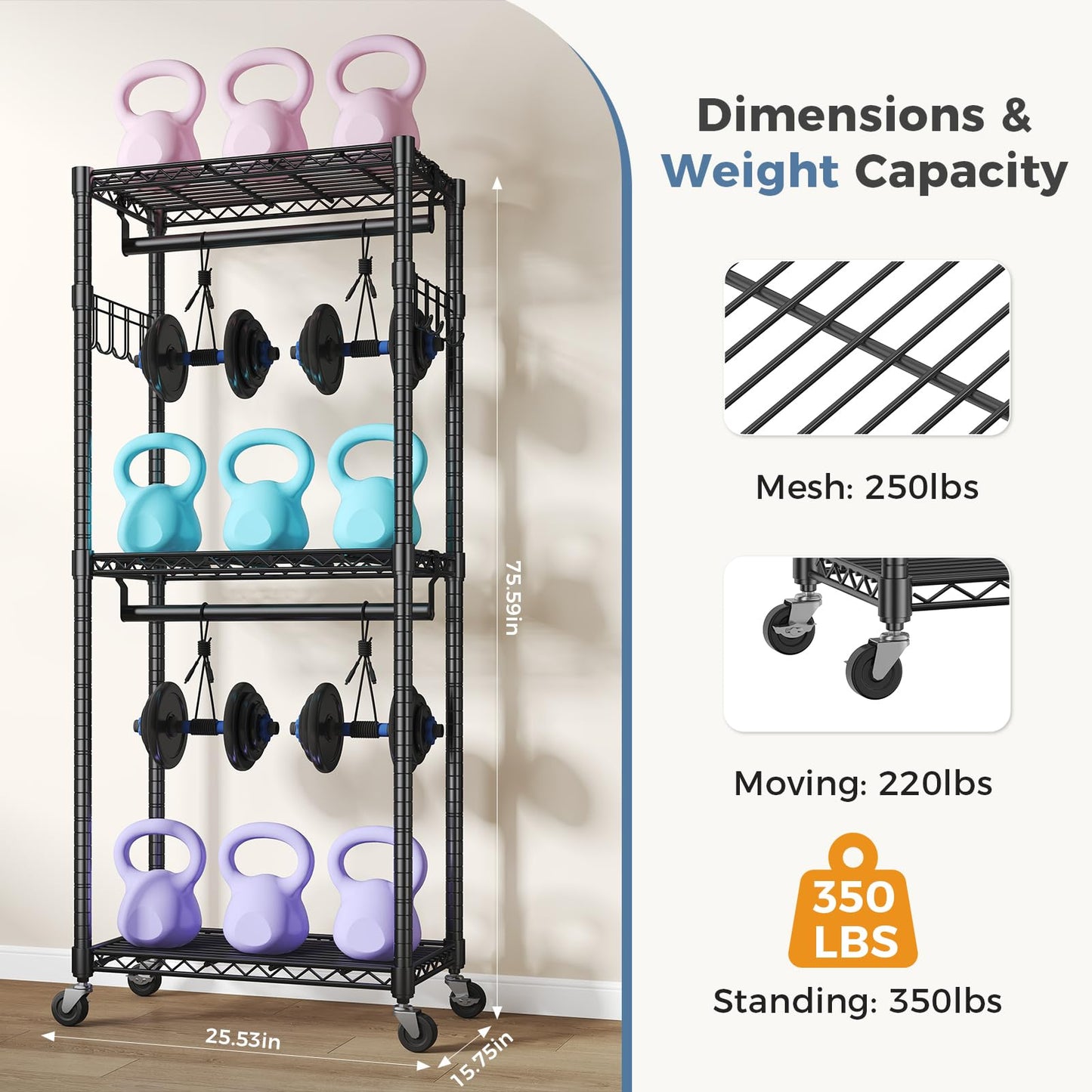 OLIXIS Clothes Rack Heavy Duty Adjustable Garment Clothing Rack with Wheels, Rolling Metal