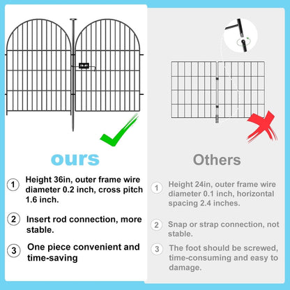 Tall Garden Fence with Gate, 32 in(H) x35 Ft(L) Garden Fencing Animal Barrier, 16 Panels Dog