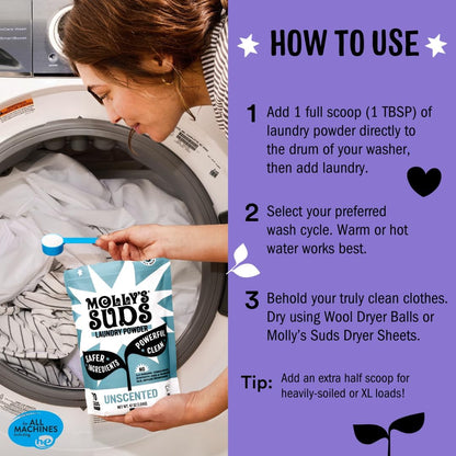 Molly's Suds Original Laundry Detergent Powder | Clean Laundry Detergent Powder for Sensitive Skin