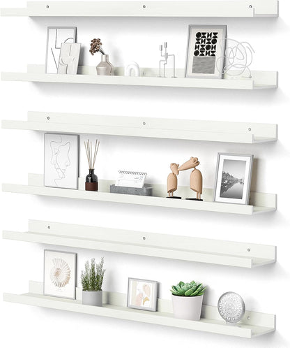 upsimples Floating Shelves for Wall, Wall Shelves for Decor Storage Set of 6, Wall Mounted Wood