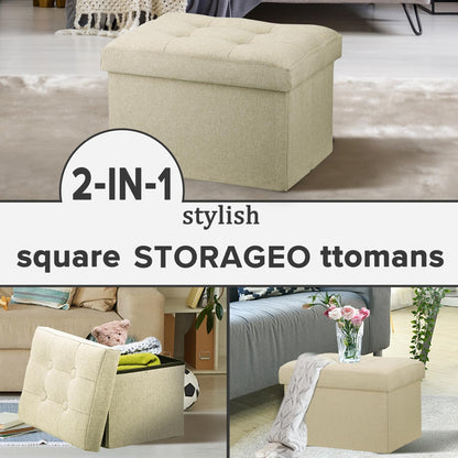 LINMAGCO Ottoman Storage Ottoman with Storage Small Foot Rest Stool Under Desk Stool Short Folding