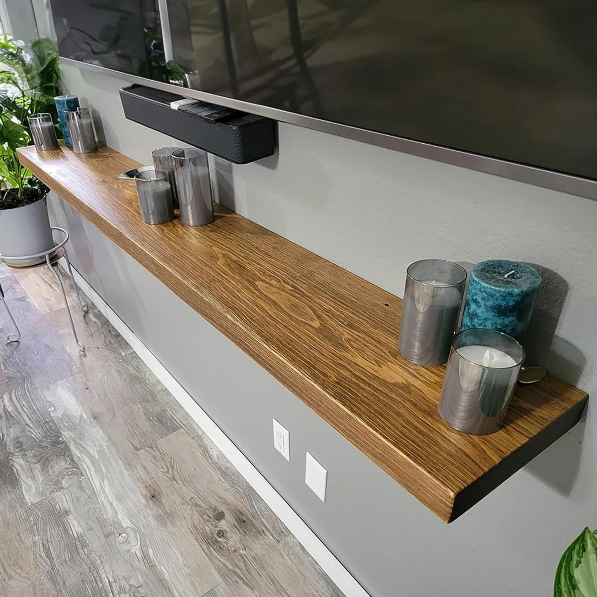 joelsantiques - 60 Inch Wooden Floating Shelves for Wall - 60x12x2 in - Made of Natural Wood - Long