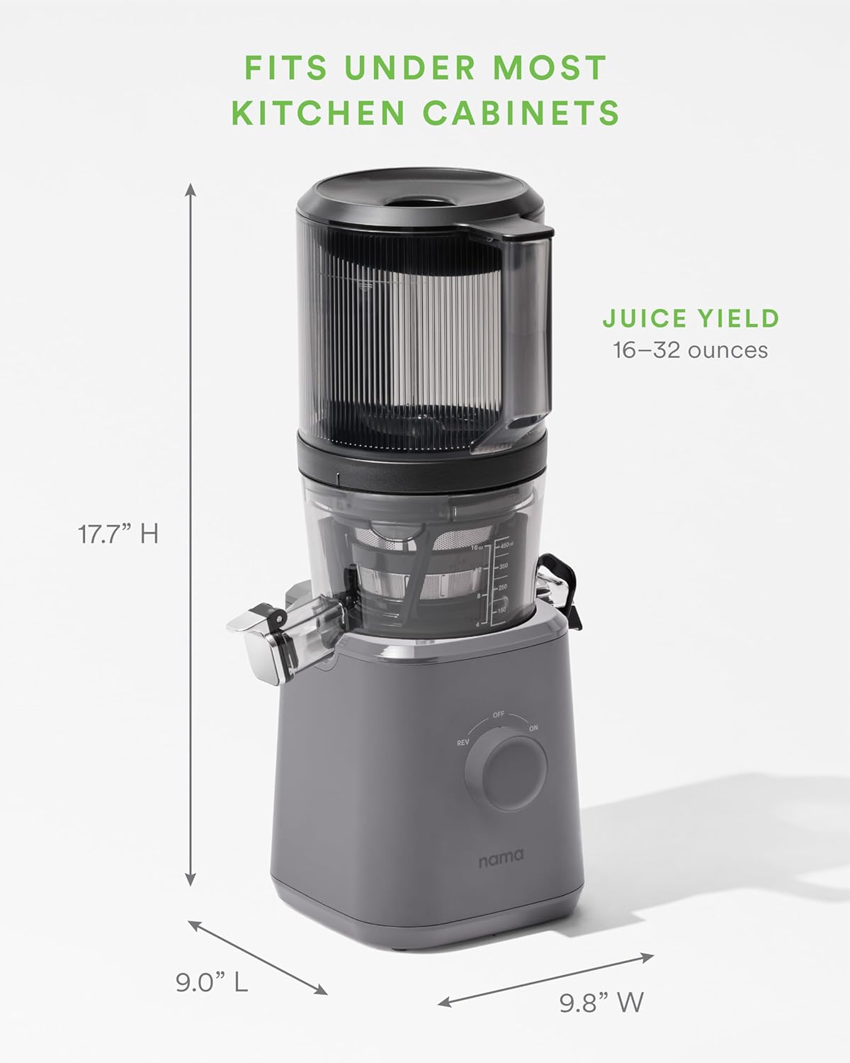 Nama J2 Cold Press Juicer – Self Feeding for Hands-Free Operation with Wide Mouth Hopper for Whole