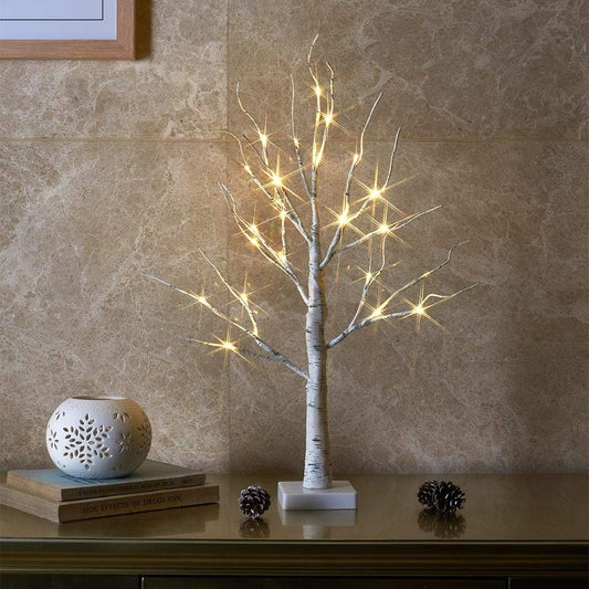 EAMBRITE Lighted Birch Tree Spring Decorations for Home, White Birch Tree with Lights, 24 LED