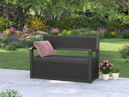 70 Gallon Deck Bench with Storage,Outdoor Storage Box Bench Waterproof&Lockable, Resin Patio