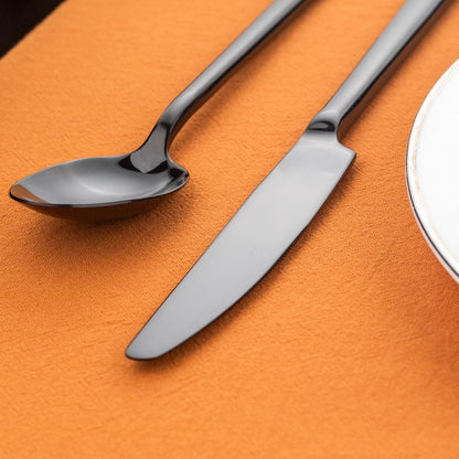 Alata Potter Black 20-Piece Forged Silverware Set with Utensil-Serving Set, Service for 4