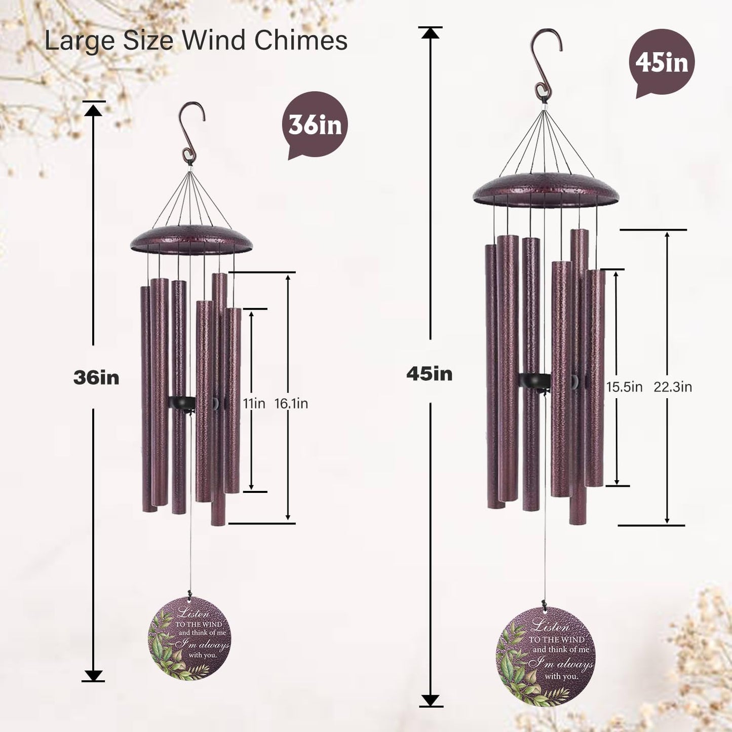 ASTARIN 36" Large Deep Tone Personalized Sympathy Wind Chimes, Memorial Wind Chime for Loss of