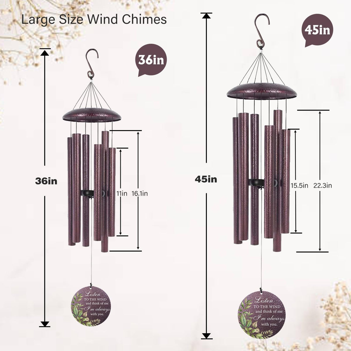 ASTARIN 36" Large Deep Tone Personalized Sympathy Wind Chimes, Memorial Wind Chime for Loss of