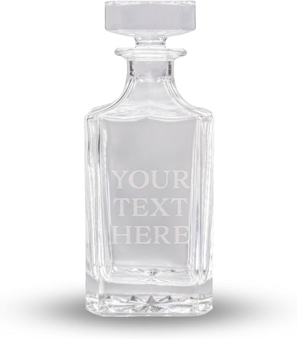 Gifts Inscribed Custom Text Whiskey Decanter Bottle (750 ml) - Personalized Font Glass Liquor