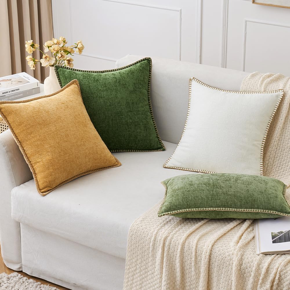 MIULEE Pack of 2 Couch Throw Pillow Covers 24x24 Inch Gold Farmhouse Decorative Pillow Covers with