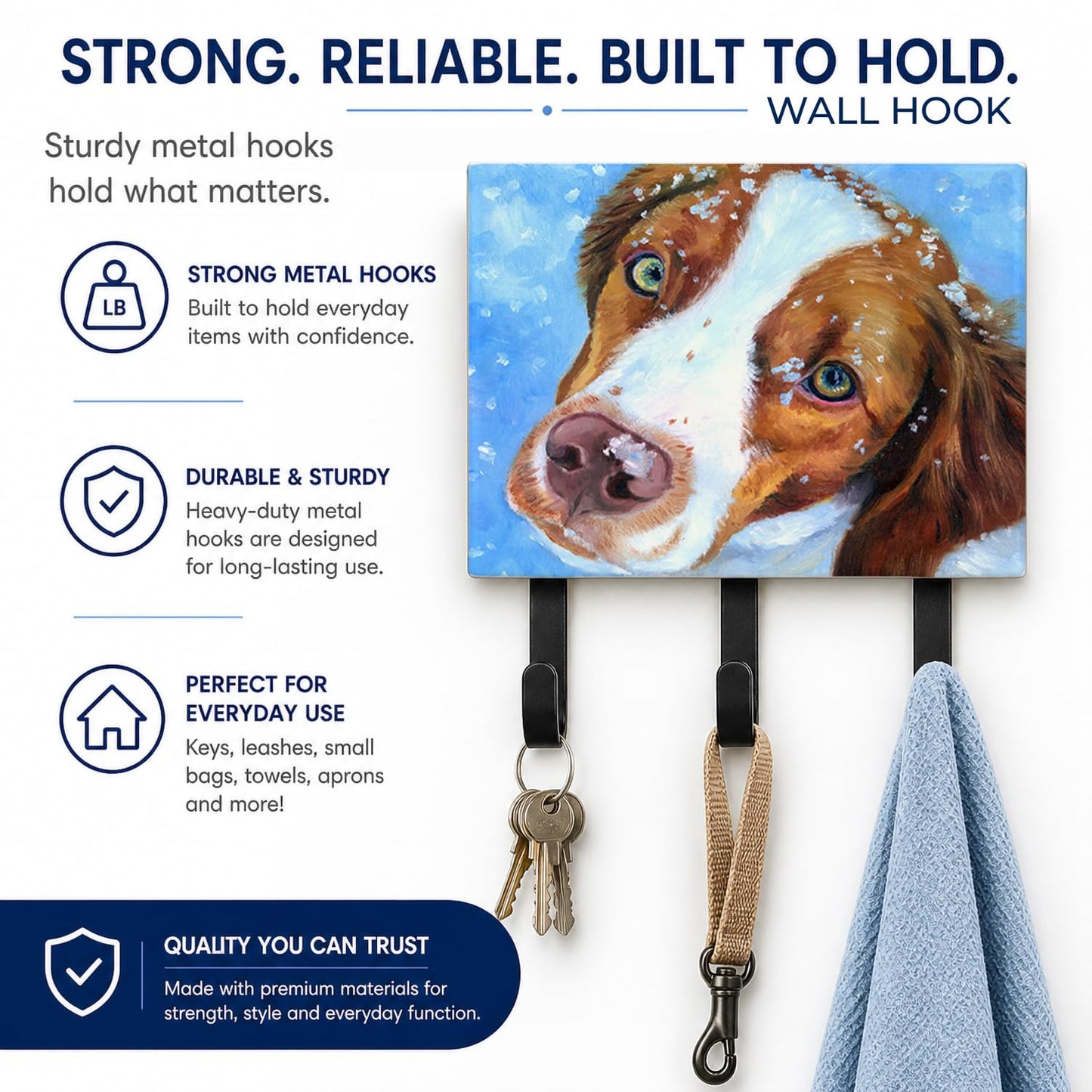 Caroline's Treasures 7348TH68 Snow Baby Brittany Spaniel Leash or Key Holder, Wall Hooks, Key Hooks