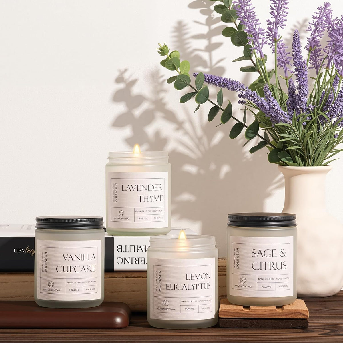 4 Pack Candles for Home Scented, Mother's Day Gifts, 28 oz Long Lasting Candles, Soy Candle Set