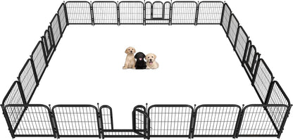 Metal Dog Playpen, 24" Inch Height 24 Panels, Ideal Dog Fence for Large/Medium/Small Dogs Indoor &