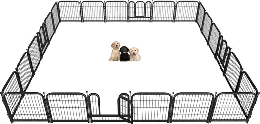 Metal Dog Playpen, 24" Inch Height 24 Panels, Ideal Dog Fence for Large/Medium/Small Dogs Indoor &