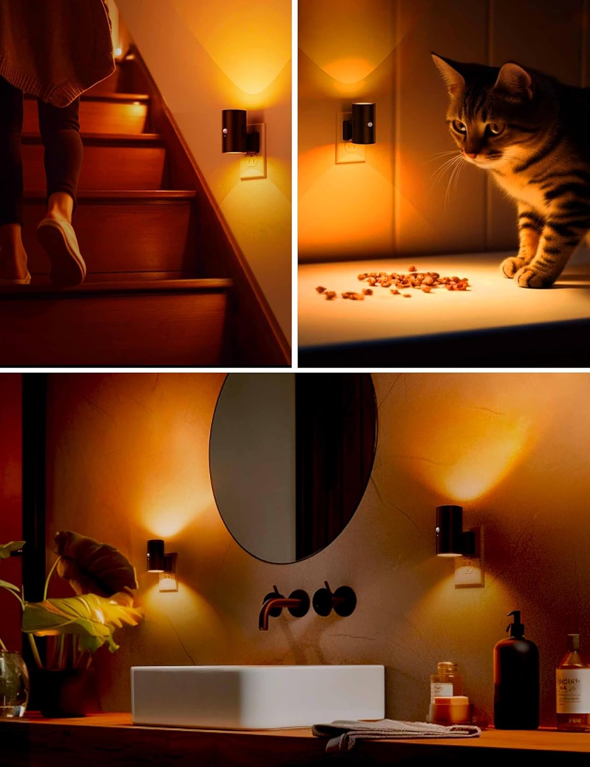 L LOHAS LED Motion Sensor Night Light, Amber Nightlights, [2 Pack] Motion Activated Nightlight