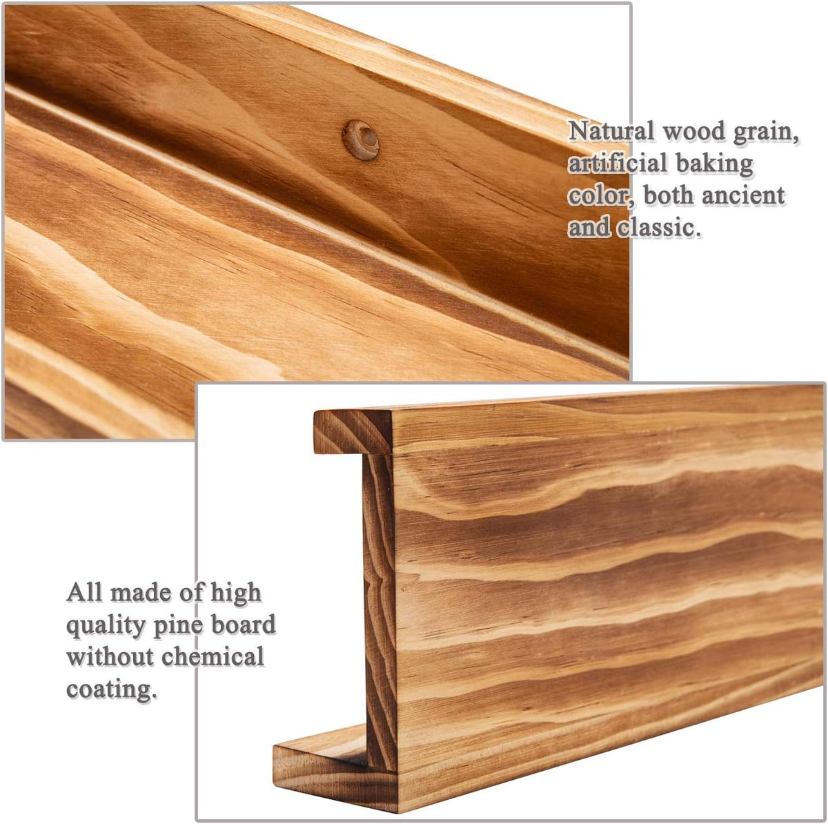 AZSKY 48 Inches Long Wood Photo Picture Ledge Shelf with Lip Floating Shelves for Nursery Books Set