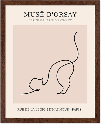 Poster Master Vintage Poster - Retro One Line Cat Drawing Print - Cat Art - Minimal Gift for Men