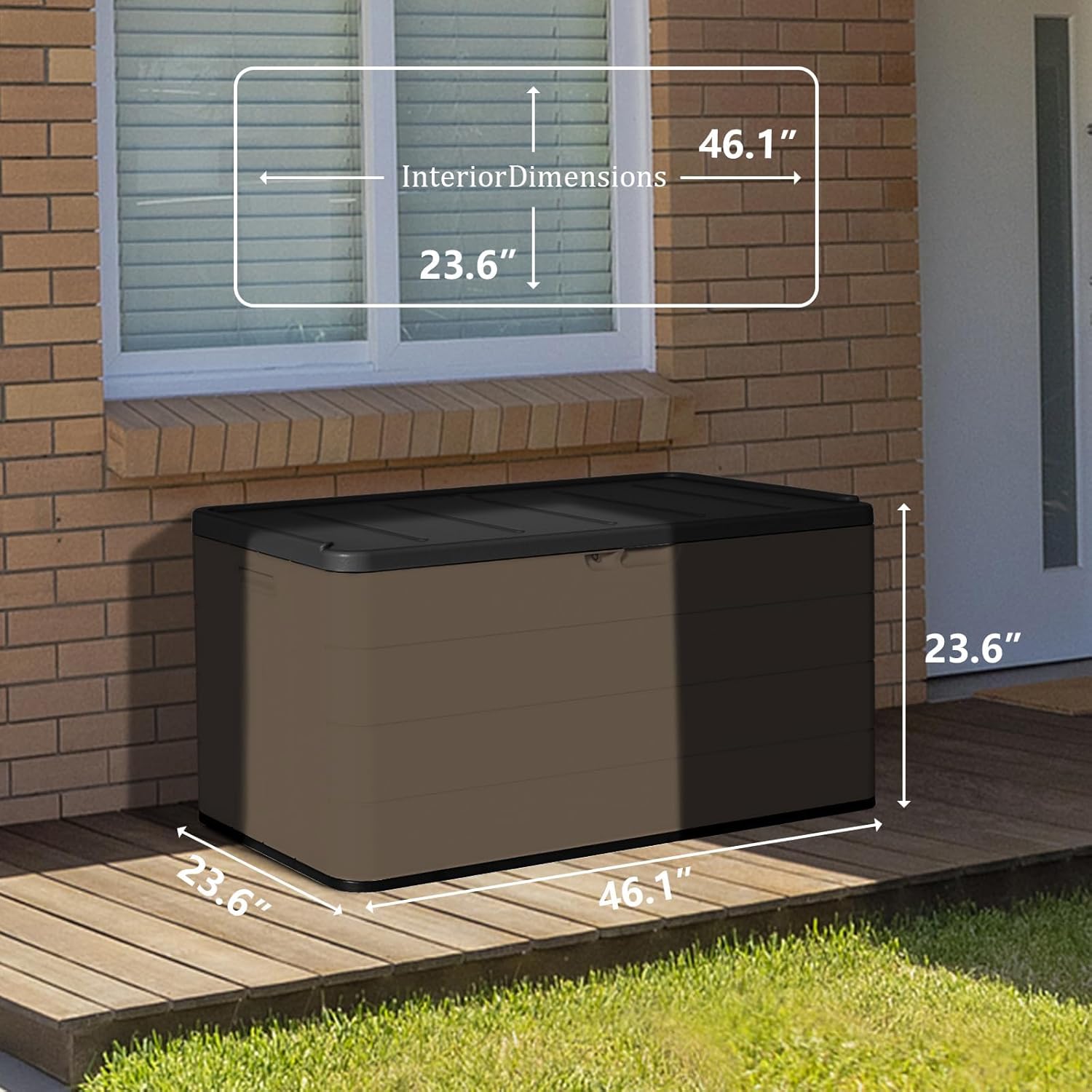 ZZM 110 Gallon Lockable Resin Deck Box, Waterproof Outdoor Storage Box for Patio Cushion Storage