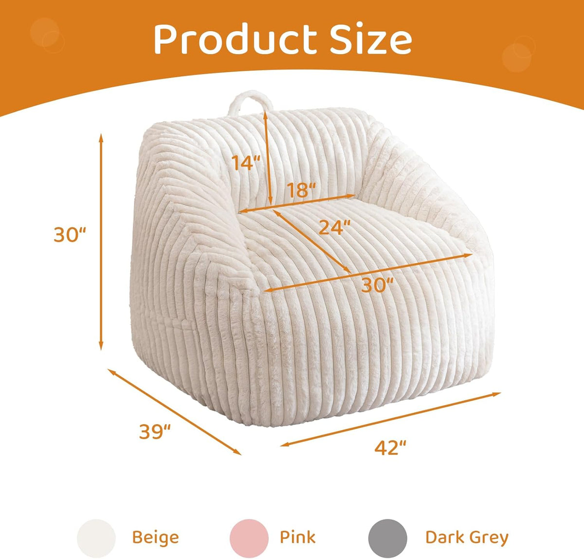 BYBYME Giant Bean Bag Chair for Adults and Kids, Large Comfy Cozy Beanbag, Floor Sofa for Teens