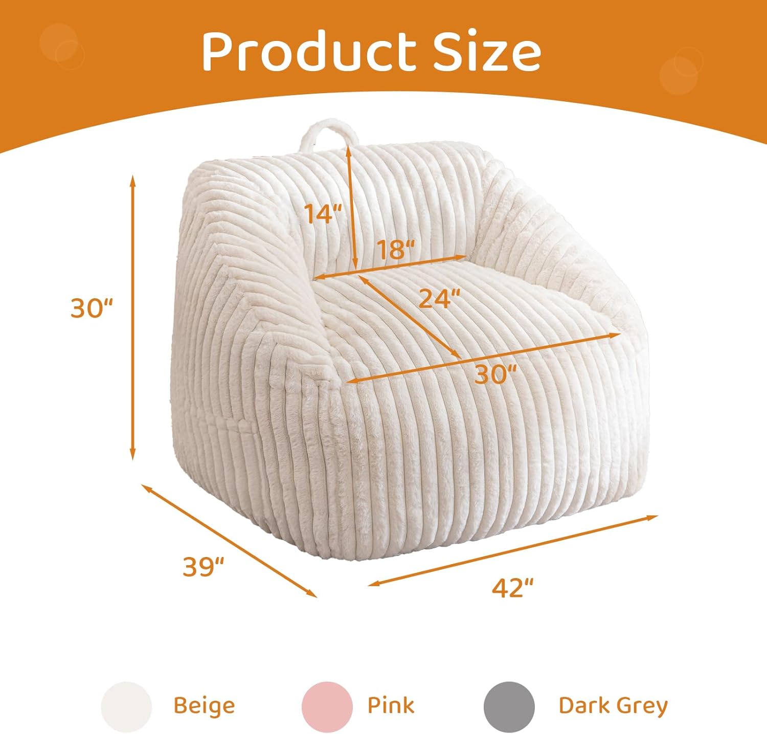 BYBYME Giant Bean Bag Chair for Adults and Kids, Large Comfy Cozy Beanbag, Floor Sofa for Teens